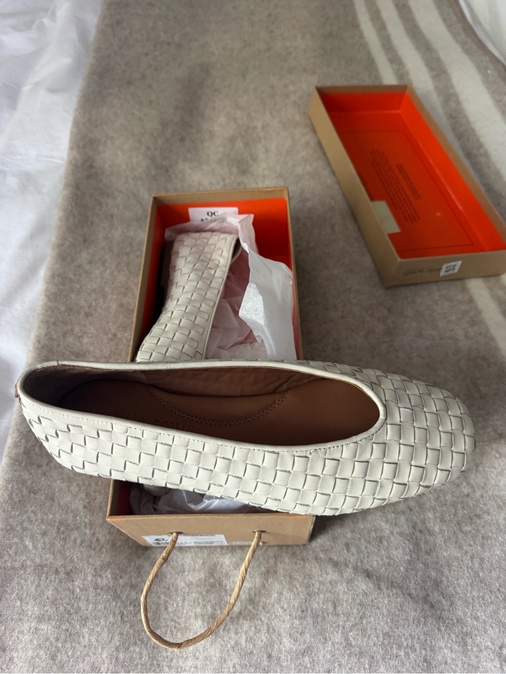 gentle souls Woven Leather Ballet Flat in Cream
